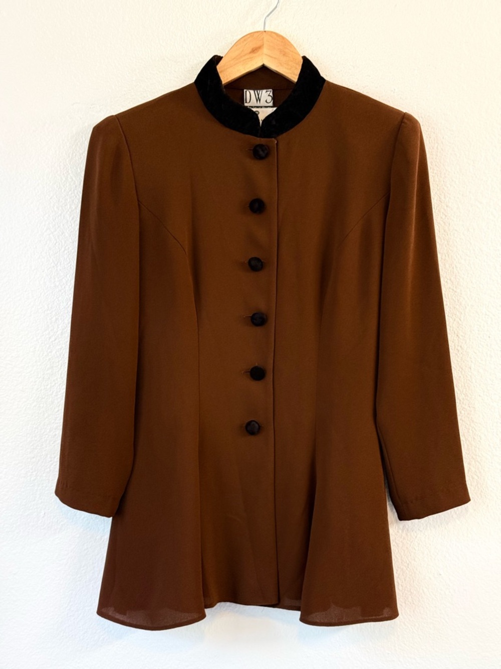 VTG David Warren DW3 Saks Fifth Avenue Velvet Collar Short Coat Two Tone Sz 4
